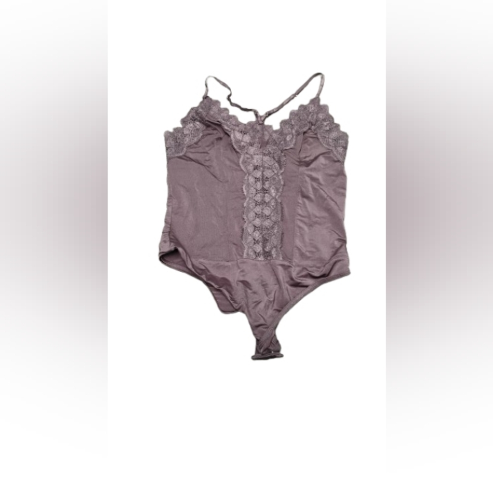 ASTR the Label Womens Lace Trim Purple Bodysuit Sz S